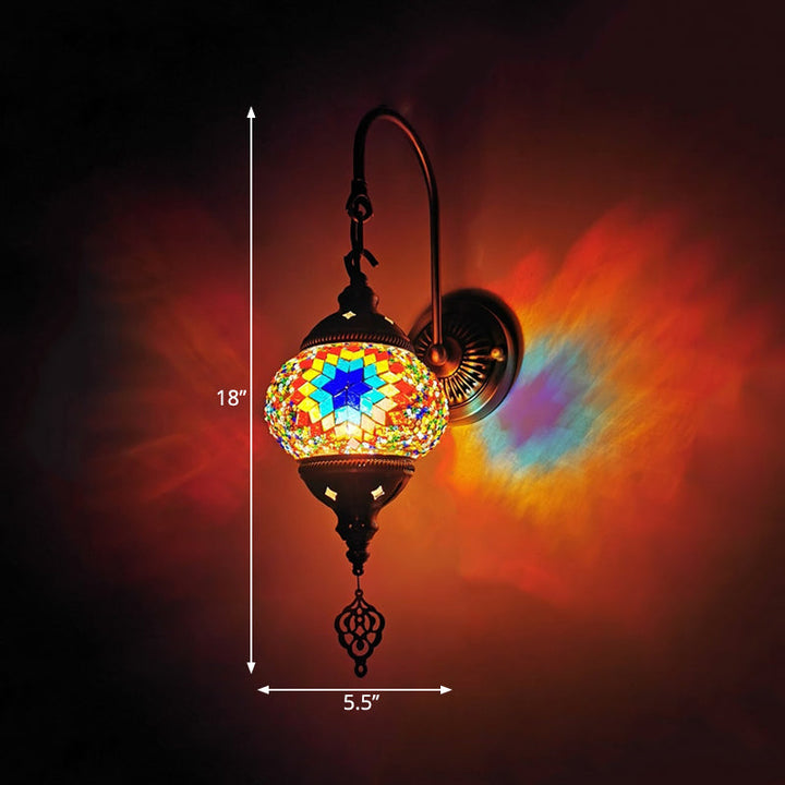 Skørter | 1 Light Wall Sconces Lighting Decorative Globally Hand-Rolled Art Glass Wall-Mounted Lamp in Red/Orange/Green