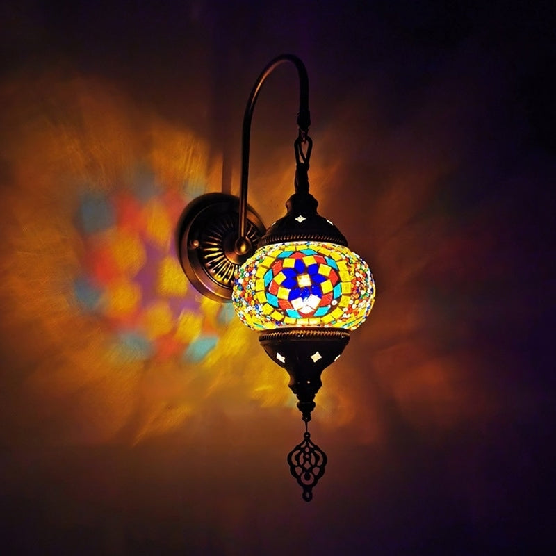 Skørter | 1 Light Wall Sconces Lighting Decorative Globally Hand-Rolled Art Glass Wall-Mounted Lamp in Red/Orange/Green