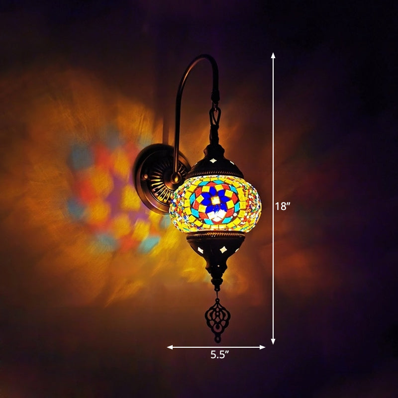 Skørter | 1 Light Wall Sconces Lighting Decorative Globally Hand-Rolled Art Glass Wall-Mounted Lamp in Red/Orange/Green