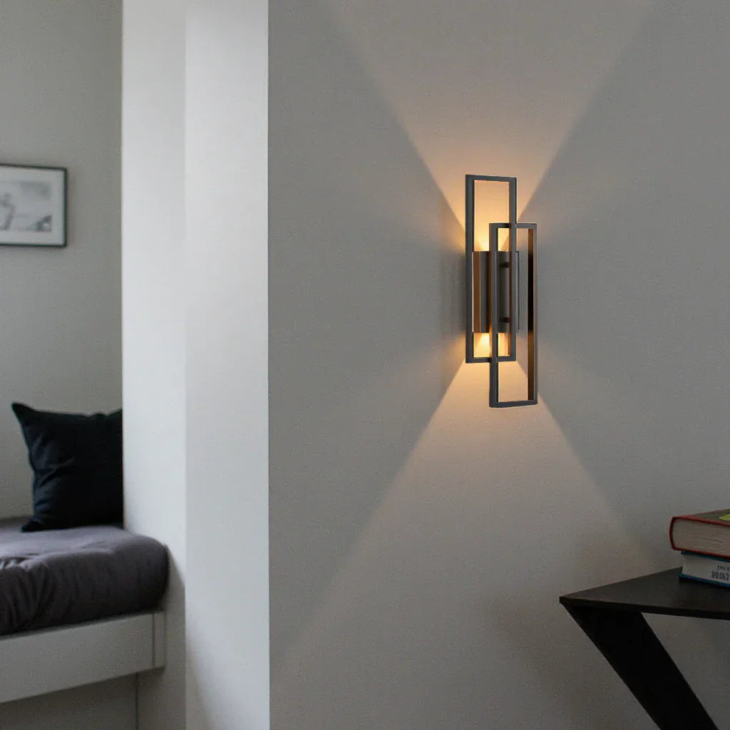 Lisslune | Modern Geometric LED Wall Light – Rectangle Design with Remote Dimming (Black or Copper Finish)