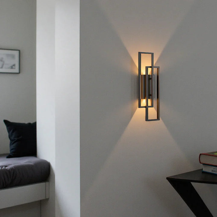 Lisslune | Modern Geometric LED Wall Light – Rectangle Design with Remote Dimming (Black or Copper Finish)