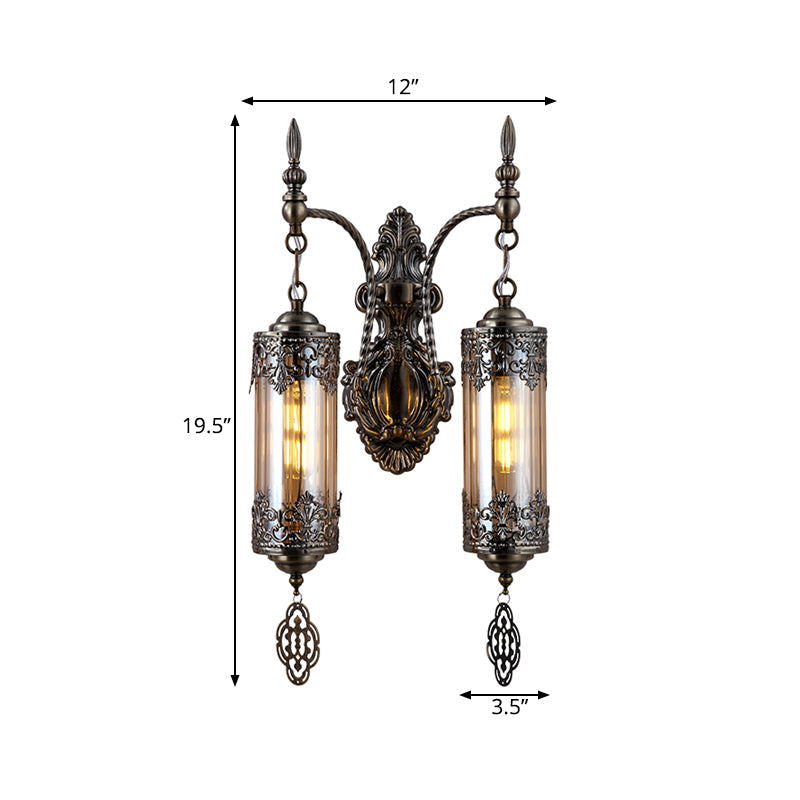 Skørter | Cylinder Restaurant Wall Sconce Light Turkish Metal 1/2 Lights Bronze Wall Lighting Fixture