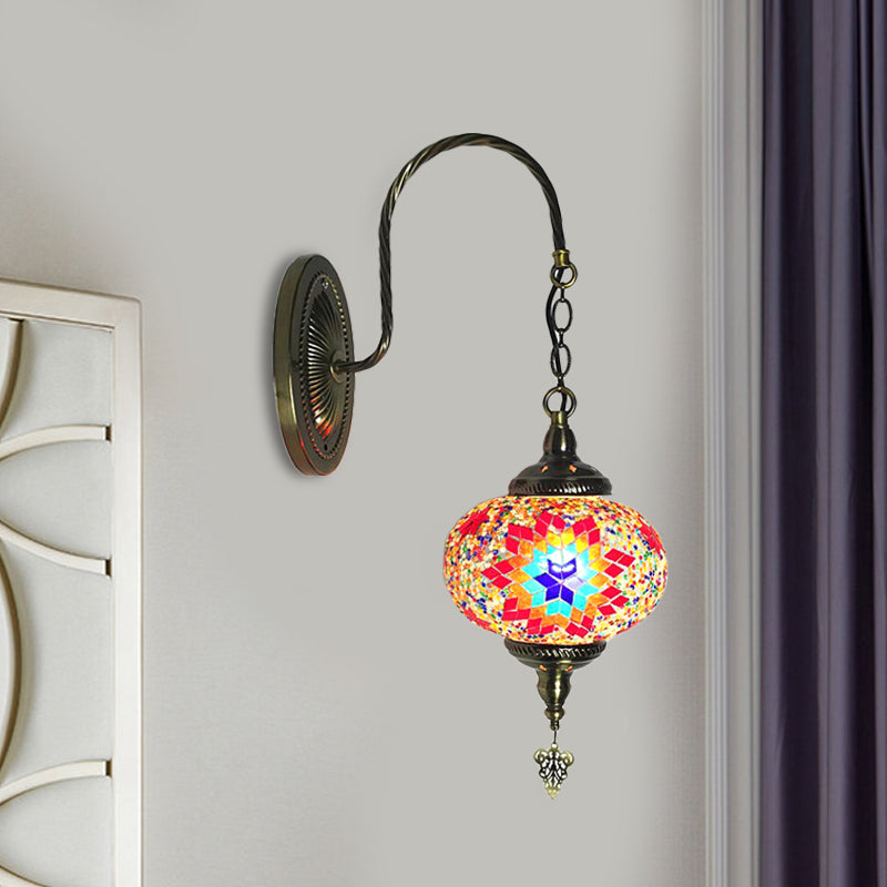 Skørter | Sphere Cut Glass Wall Lamp Decorative 1 Lamp Living Room Wall Light Fixture in Red/Red and Blue