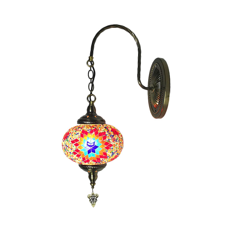 Skørter | Sphere Cut Glass Wall Lamp Decorative 1 Lamp Living Room Wall Light Fixture in Red/Red and Blue