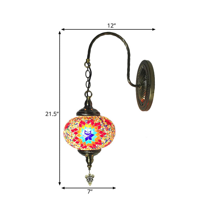 Skørter | Sphere Cut Glass Wall Lamp Decorative 1 Lamp Living Room Wall Light Fixture in Red/Red and Blue