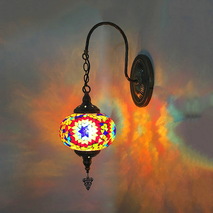 Skørter | Sphere Cut Glass Wall Lamp Decorative 1 Lamp Living Room Wall Light Fixture in Red/Red and Blue