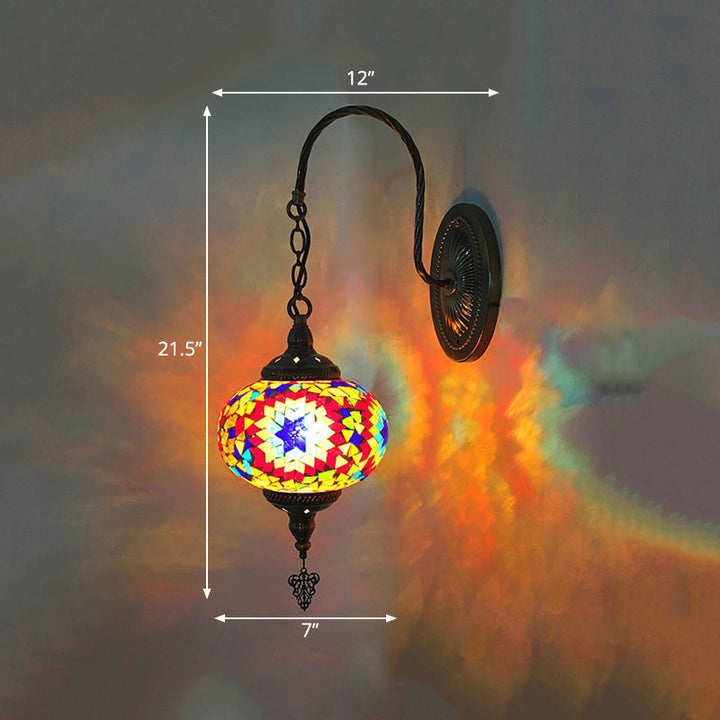 Skørter | Sphere Cut Glass Wall Lamp Decorative 1 Lamp Living Room Wall Light Fixture in Red/Red and Blue