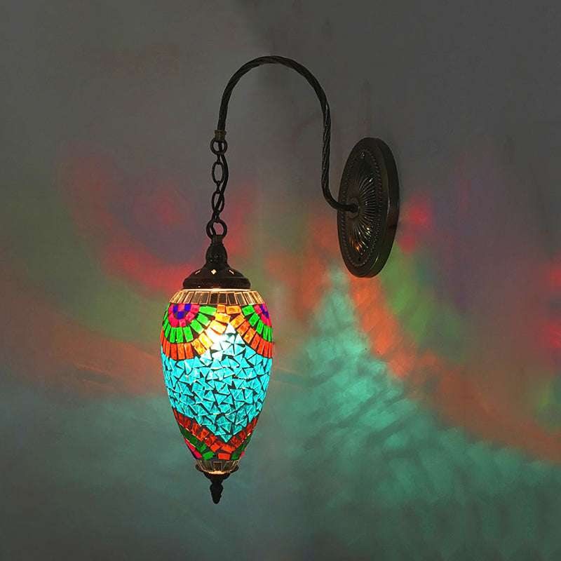 Skørter | 1 Light Cut Glass Wall Lighting Traditional Red/Orange/Green Teardrop Living Room Wall Lamp Fixture