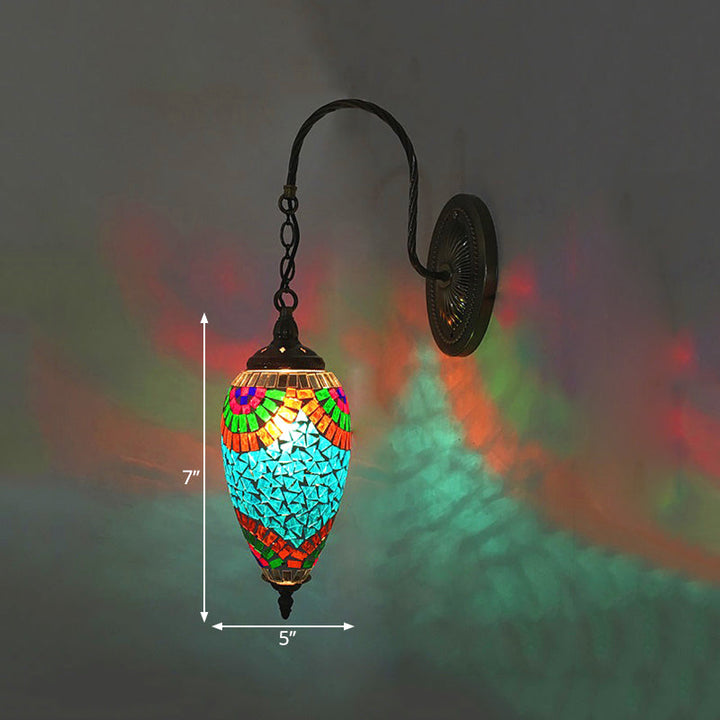 Skørter | 1 Light Cut Glass Wall Lighting Traditional Red/Orange/Green Teardrop Living Room Wall Lamp Fixture