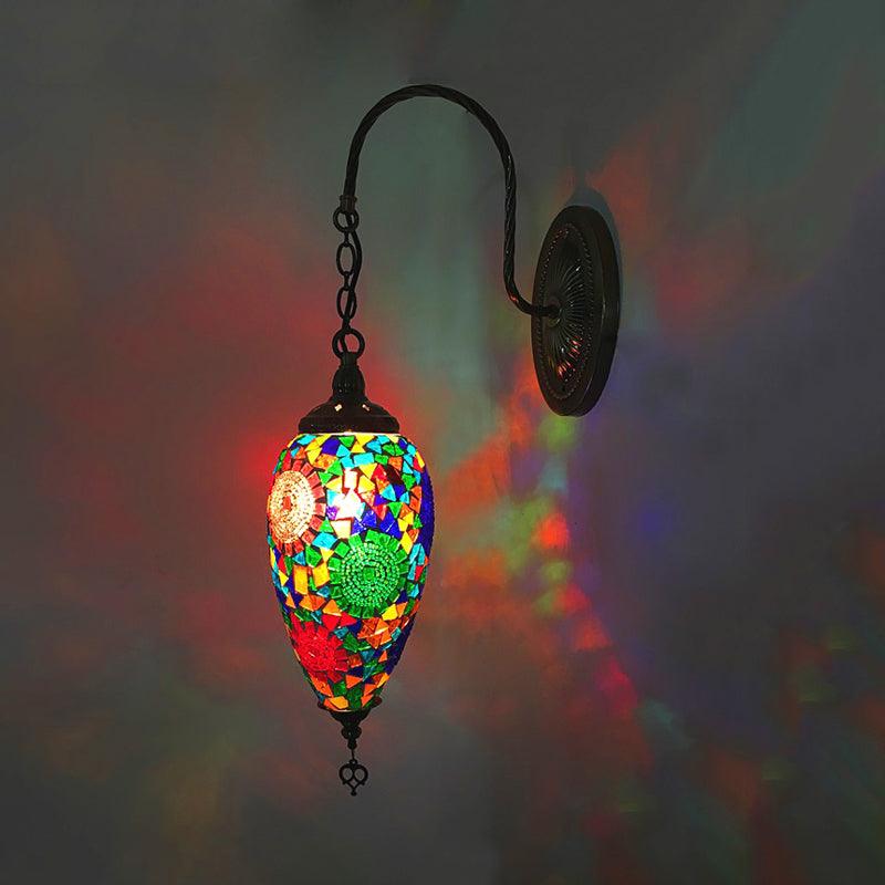 Skørter | 1 Light Cut Glass Wall Lighting Traditional Red/Orange/Green Teardrop Living Room Wall Lamp Fixture