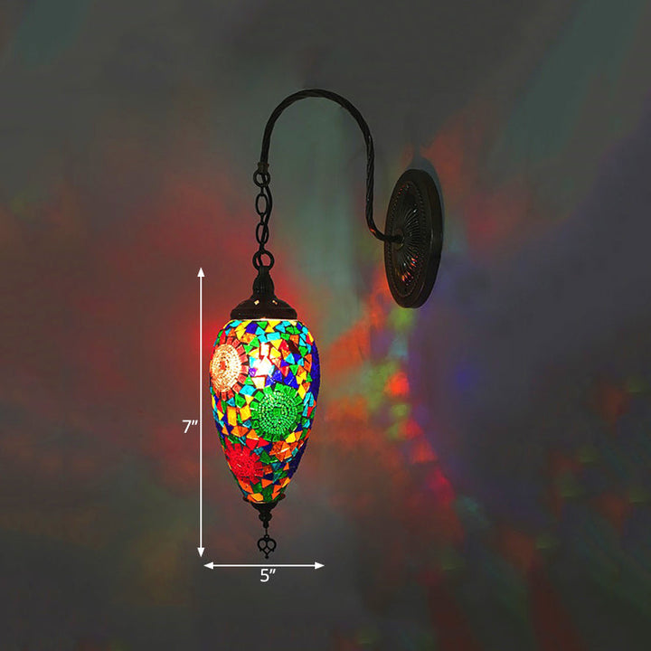 Skørter | 1 Light Cut Glass Wall Lighting Traditional Red/Orange/Green Teardrop Living Room Wall Lamp Fixture
