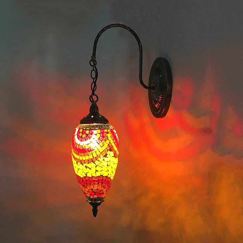 Skørter | 1 Light Cut Glass Wall Lighting Traditional Red/Orange/Green Teardrop Living Room Wall Lamp Fixture