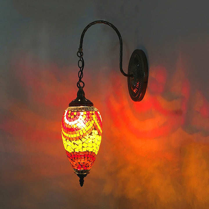 Skørter | 1 Light Cut Glass Wall Lighting Traditional Red/Orange/Green Teardrop Living Room Wall Lamp Fixture