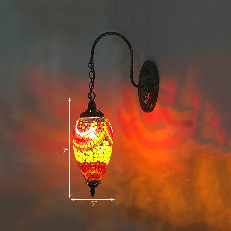 Skørter | 1 Light Cut Glass Wall Lighting Traditional Red/Orange/Green Teardrop Living Room Wall Lamp Fixture