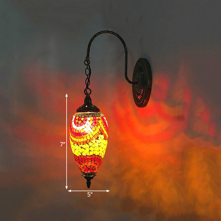 Skørter | 1 Light Cut Glass Wall Lighting Traditional Red/Orange/Green Teardrop Living Room Wall Lamp Fixture