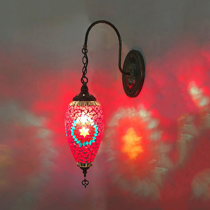 Skørter | 1 Light Cut Glass Wall Lighting Traditional Red/Orange/Green Teardrop Living Room Wall Lamp Fixture