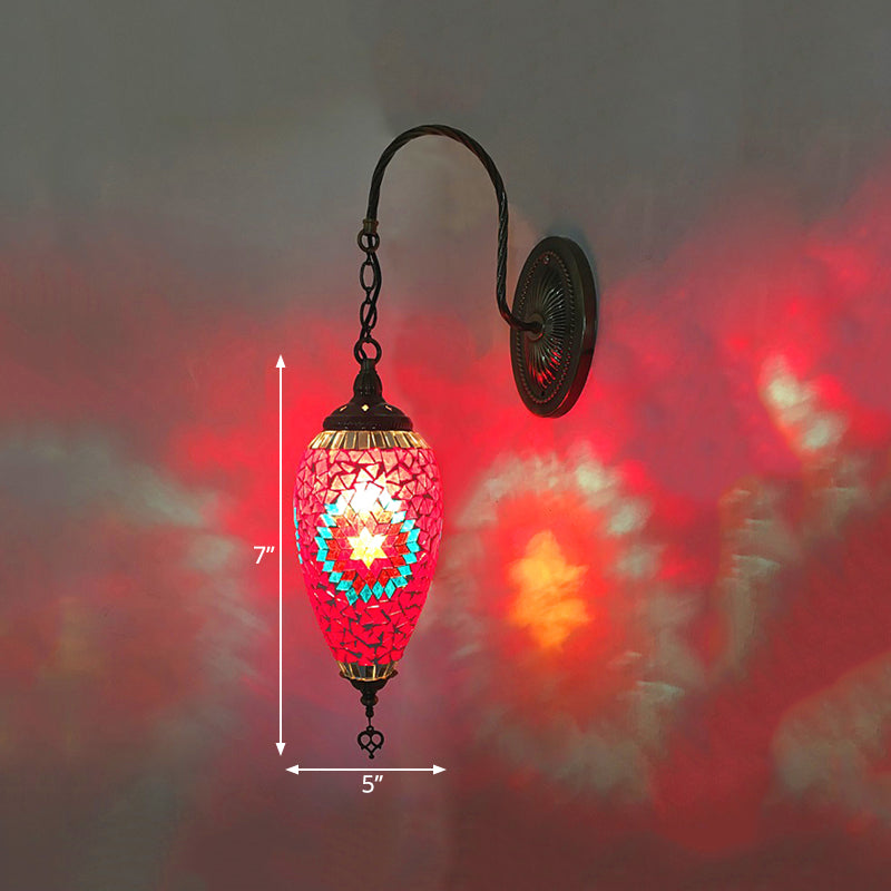 Skørter | 1 Light Cut Glass Wall Lighting Traditional Red/Orange/Green Teardrop Living Room Wall Lamp Fixture