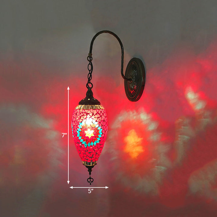 Skørter | 1 Light Cut Glass Wall Lighting Traditional Red/Orange/Green Teardrop Living Room Wall Lamp Fixture
