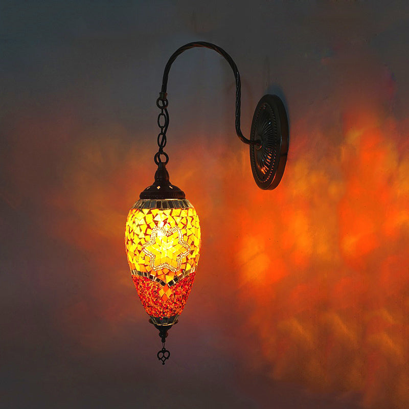 Skørter | 1 Light Cut Glass Wall Lighting Traditional Red/Orange/Green Teardrop Living Room Wall Lamp Fixture