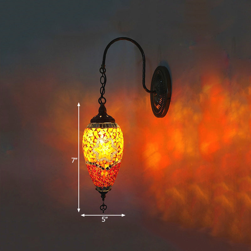 Skørter | 1 Light Cut Glass Wall Lighting Traditional Red/Orange/Green Teardrop Living Room Wall Lamp Fixture