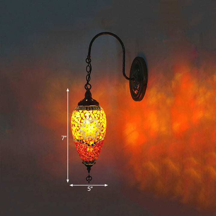 Skørter | 1 Light Cut Glass Wall Lighting Traditional Red/Orange/Green Teardrop Living Room Wall Lamp Fixture