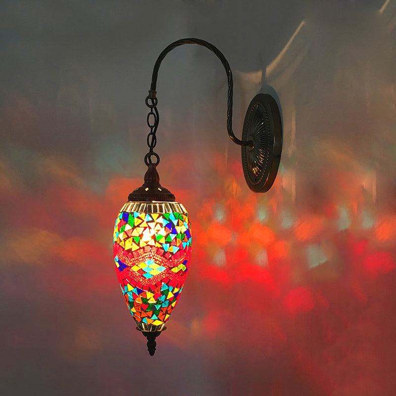 Skørter | 1 Light Cut Glass Wall Lighting Traditional Red/Orange/Green Teardrop Living Room Wall Lamp Fixture