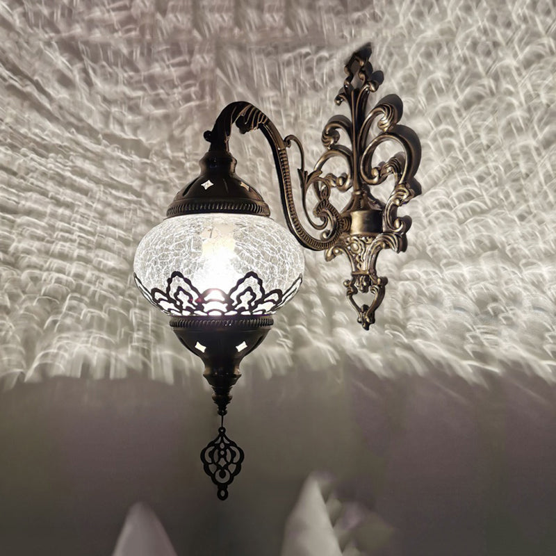 Skørter | Traditional Ball Wall Lamp 1 Bulb Metal Wall Mount Lighting in White Yellow, 5"/7" Wide