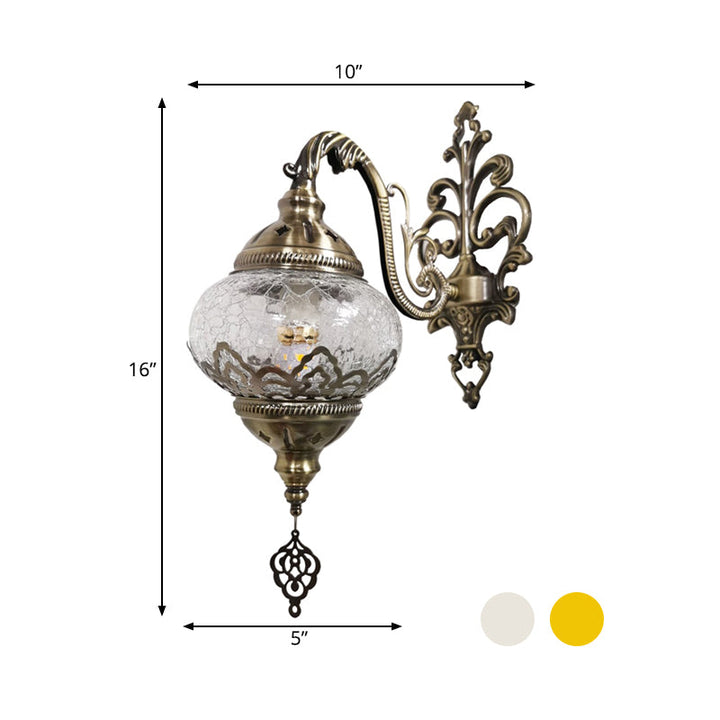 Skørter | Traditional Ball Wall Lamp 1 Bulb Metal Wall Mount Lighting in White Yellow, 5"/7" Wide