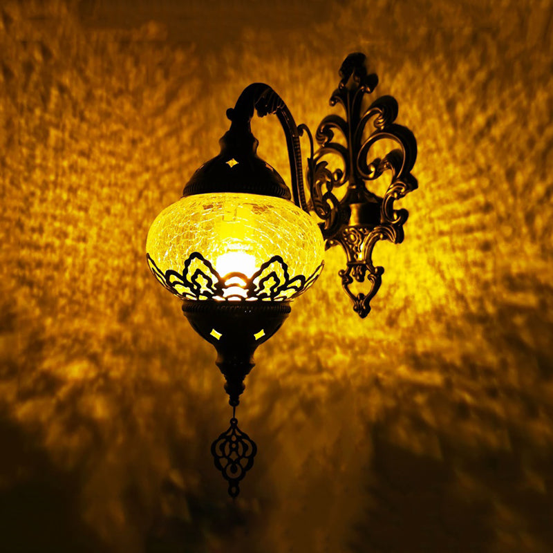 Skørter | Traditional Ball Wall Lamp 1 Bulb Metal Wall Mount Lighting in White Yellow, 5"/7" Wide
