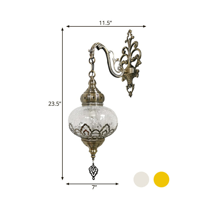 Skørter | Traditional Ball Wall Lamp 1 Bulb Metal Wall Mount Lighting in White Yellow, 5"/7" Wide