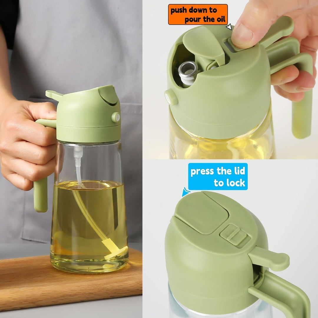 Lisslune | 2-in-1 Oil Dispenser Bottle | Oil Sprayer and Dispenser | Healthy Cooking