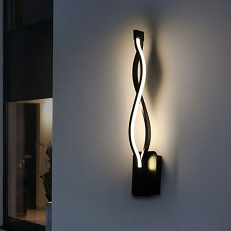 Lisslune | Contemporary LED Wall Lighting Black/White Curved Wall Lamp with Acrylic Shade, Warm/White Light