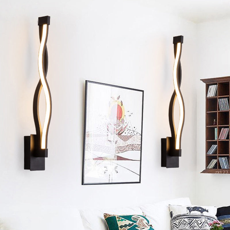 Lisslune | Contemporary LED Wall Lighting Black/White Curved Wall Lamp with Acrylic Shade, Warm/White Light