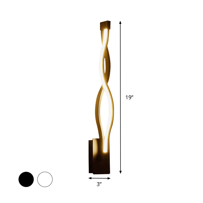 Lisslune | Contemporary LED Wall Lighting Black/White Curved Wall Lamp with Acrylic Shade, Warm/White Light