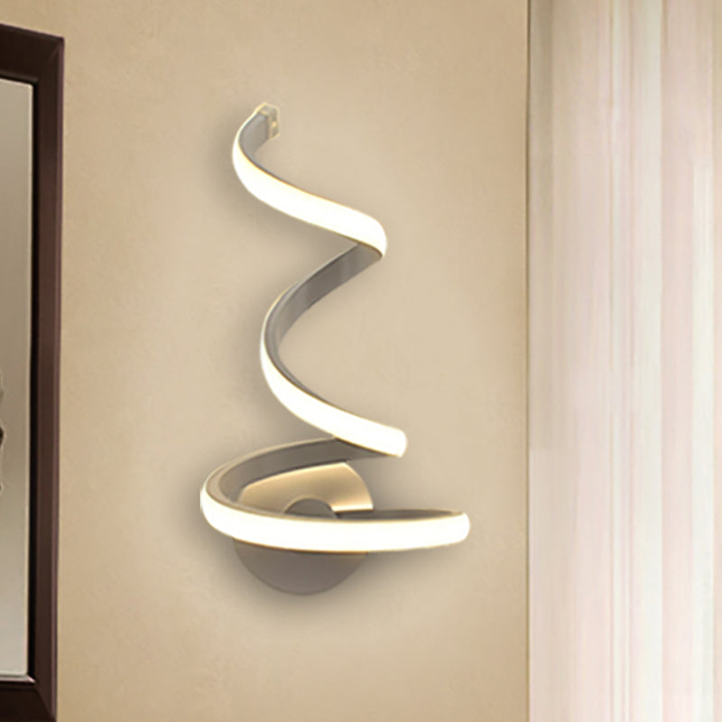 Lisslune | LED Dining Room Wall Light Modernist White Wall Mounted Lamp with Spiral Acrylic Shade