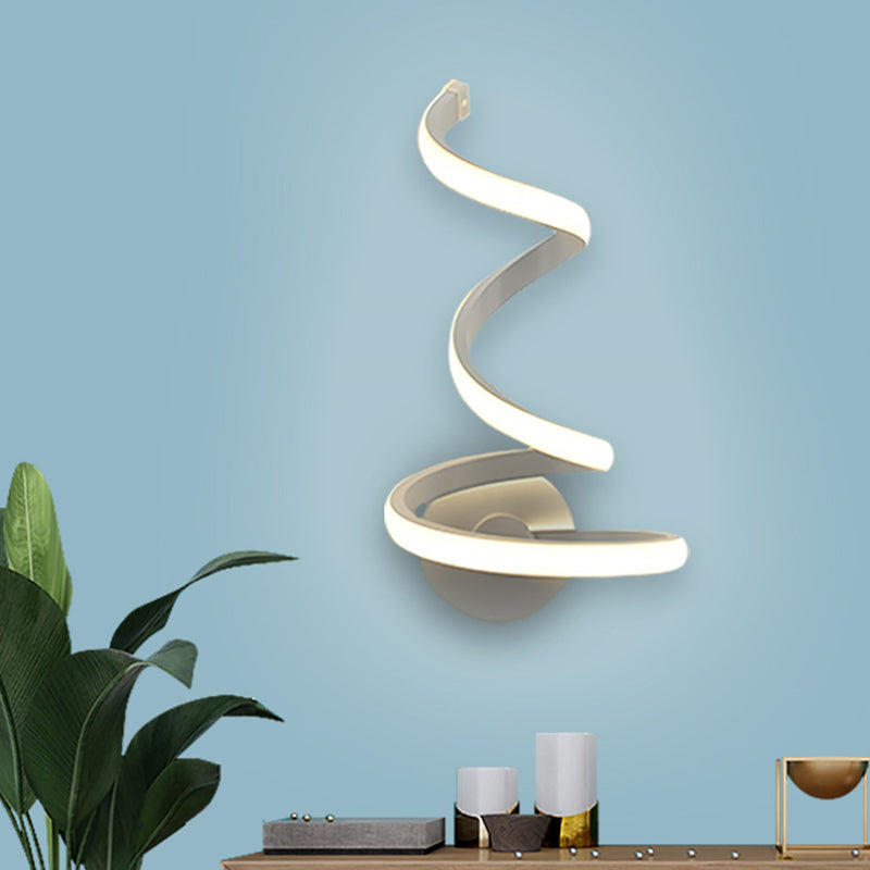 Lisslune | LED Dining Room Wall Light Modernist White Wall Mounted Lamp with Spiral Acrylic Shade