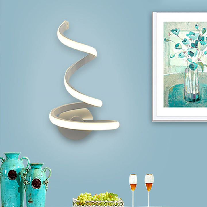 Lisslune | LED Dining Room Wall Light Modernist White Wall Mounted Lamp with Spiral Acrylic Shade
