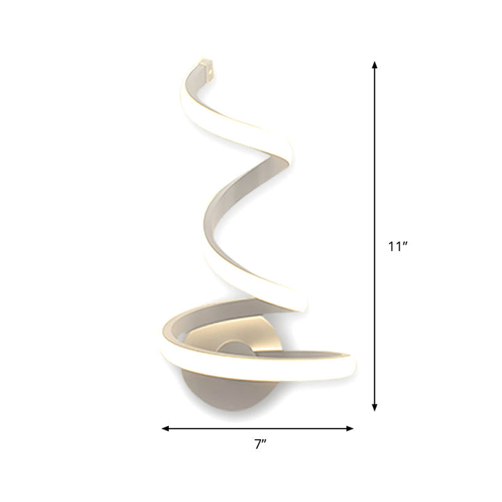 Lisslune | LED Dining Room Wall Light Modernist White Wall Mounted Lamp with Spiral Acrylic Shade