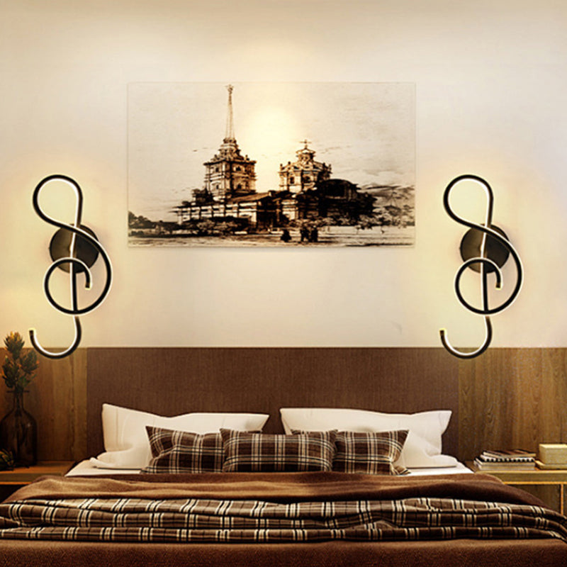 Lisslune | LED Nightstand Wall Lamp Contemporary White/Black/Coffee Wall-mounted Lighting with Spiral-shaped Acrylic Shade, Warm/White Light