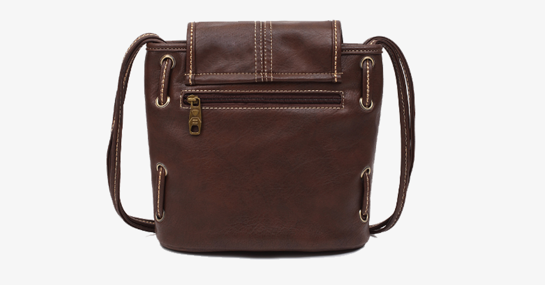 Lisslune | Vintage-style shoulder bags - Genuine brown leather crossbody shoulder bag - Portable handcrafted wallet