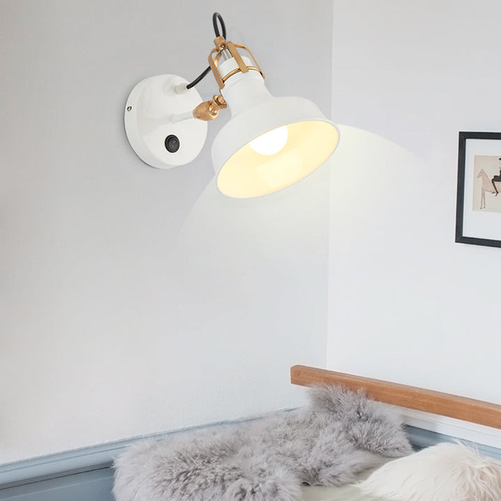 Lisslune | White Barn Wall Sconces Lighting Contemporary Metallic 1 Light Wall Mounted Fixture with Switch