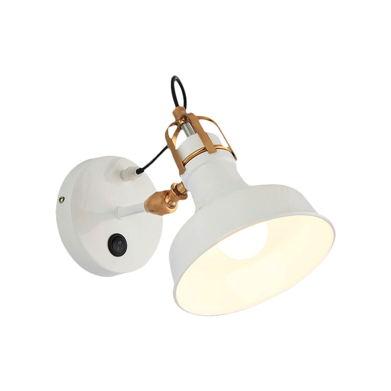 Lisslune | White Barn Wall Sconces Lighting Contemporary Metallic 1 Light Wall Mounted Fixture with Switch