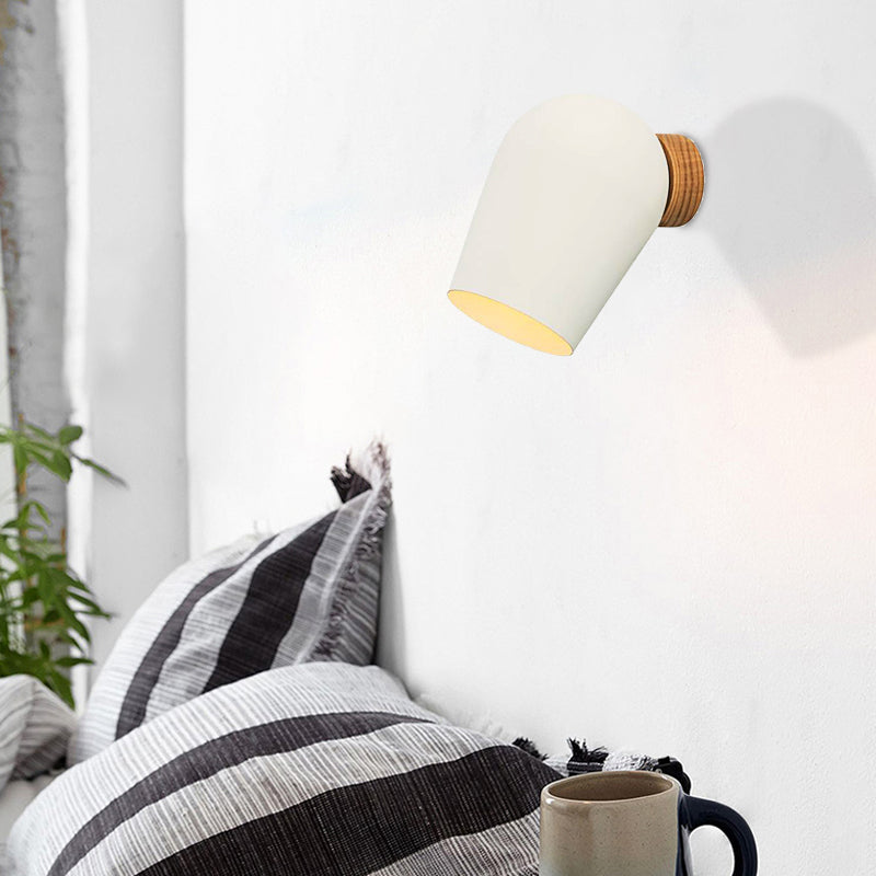 Lisslune | Dome Wall Light with White Metal Shade 1 Light Nordic Wall Lighting for Nightstand