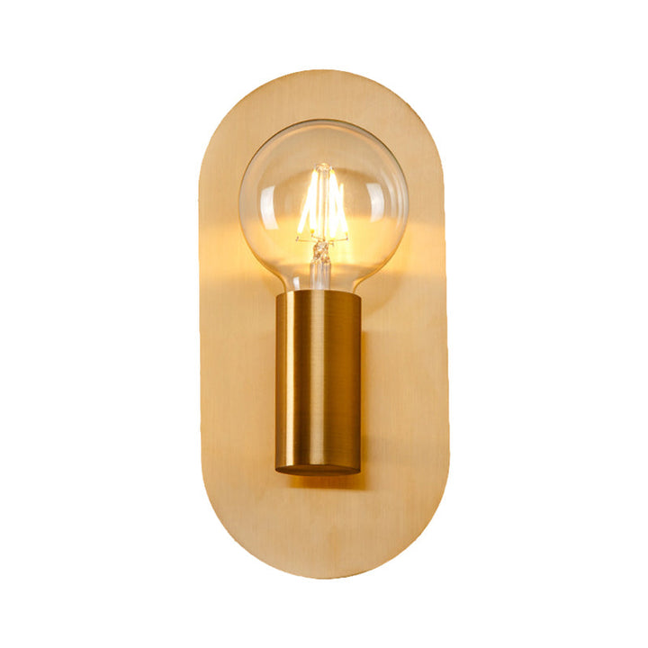 Lisslune | 1 Head Exposed Bulb Wall Mount Lamp with Oval Metal Back Plate Postmodern Wall Lighting in Gold