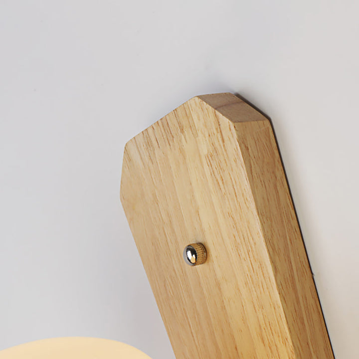 Lisslune | Milk Glass Mini Wall Mounted Lighting Nordic Style 1 Light Indoor Wall Light made of Wood for the Bedroom