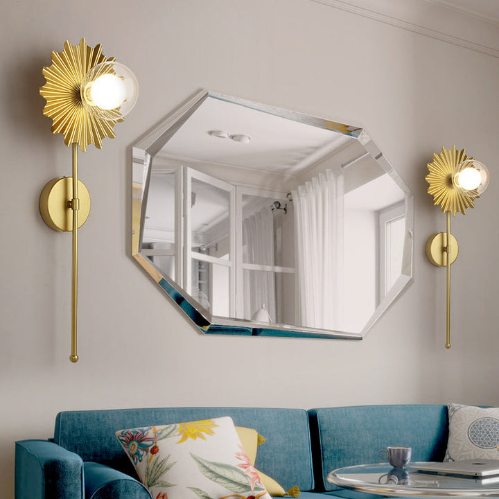 Lisslune | Brass Wall Light Torch 1 Light Metal and Clear Glass Mid-Century Modern Wall Light