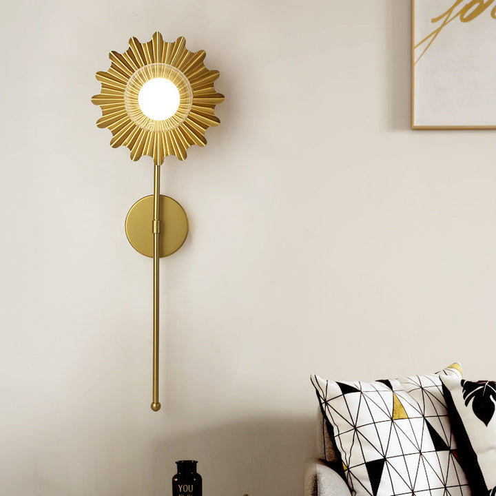 Lisslune | Brass Wall Light Torch 1 Light Metal and Clear Glass Mid-Century Modern Wall Light