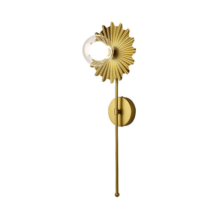 Lisslune | Brass Wall Light Torch 1 Light Metal and Clear Glass Mid-Century Modern Wall Light