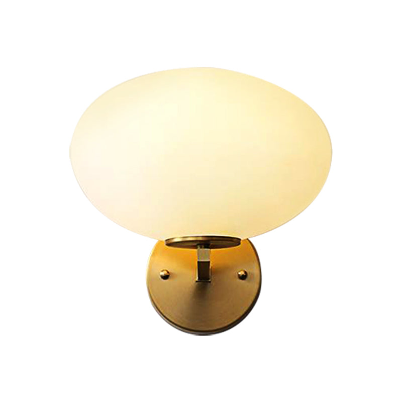 Skørter | Milk Glass Oval Wall Lamp Modern 1 Light Bedside Wall Sconce Light in Brass