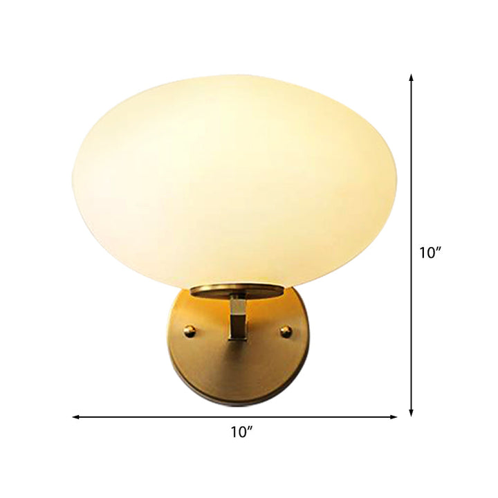 Skørter | Milk Glass Oval Wall Lamp Modern 1 Light Bedside Wall Sconce Light in Brass